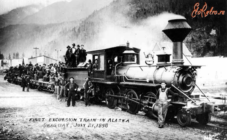 Железная дорога (поезда, паровозы, локомотивы, вагоны) - Первый экскурсионный поезд на Аляске.