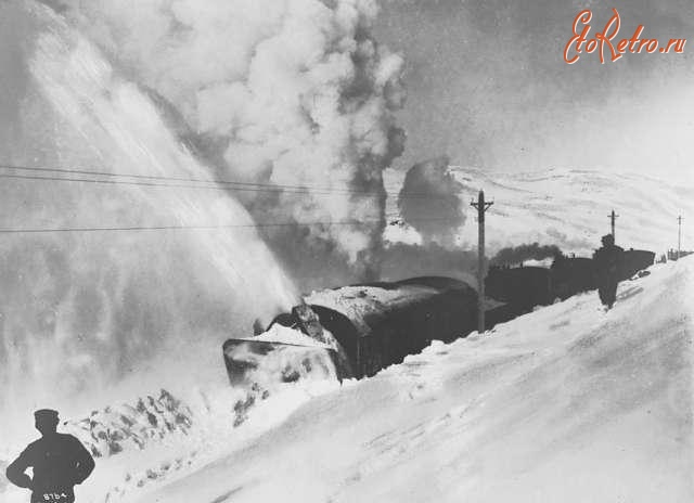 Железная дорога (поезда, паровозы, локомотивы, вагоны) - Снегоочиститель на железной дороге  Берген - Осло.Норвегия.