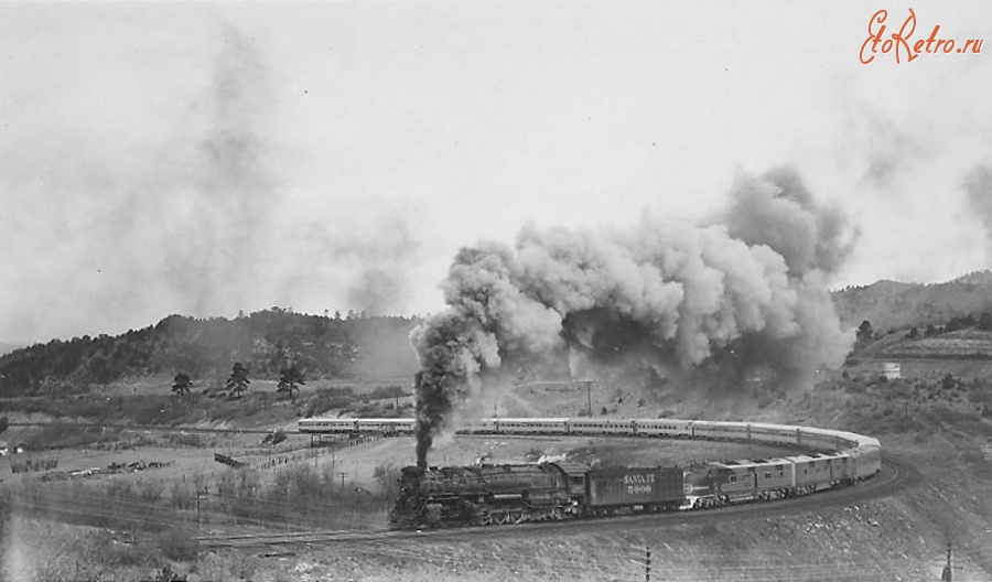 Железная дорога (поезда, паровозы, локомотивы, вагоны) - Паровоз типа 1-5-2 с поездом,штат Колорадо,США.