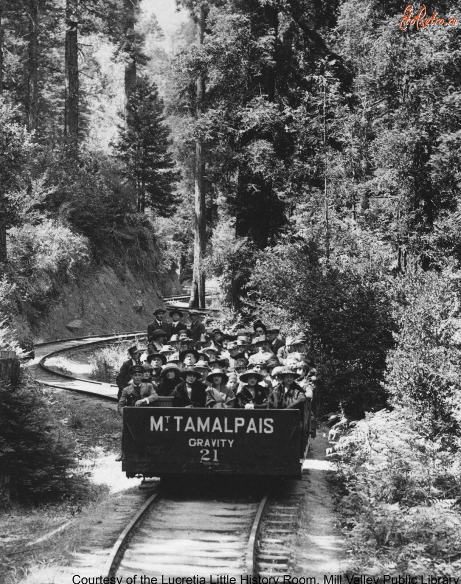 Железная дорога (поезда, паровозы, локомотивы, вагоны) - Спуск с горы Там и парка Мюир,Сан-Франциско,США