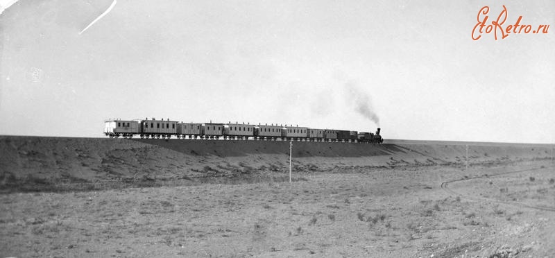 Железная дорога (поезда, паровозы, локомотивы, вагоны) - Поезд в пустыне