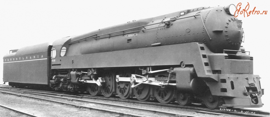 Железная дорога (поезда, паровозы, локомотивы, вагоны) - Паровоз-дуплекс класс Q1 типа 2-3-2-2 Пенсильванской ж.д.,США