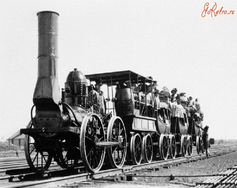 Железная дорога (поезда, паровозы, локомотивы, вагоны) - Один из первых поездов... 19-й век.