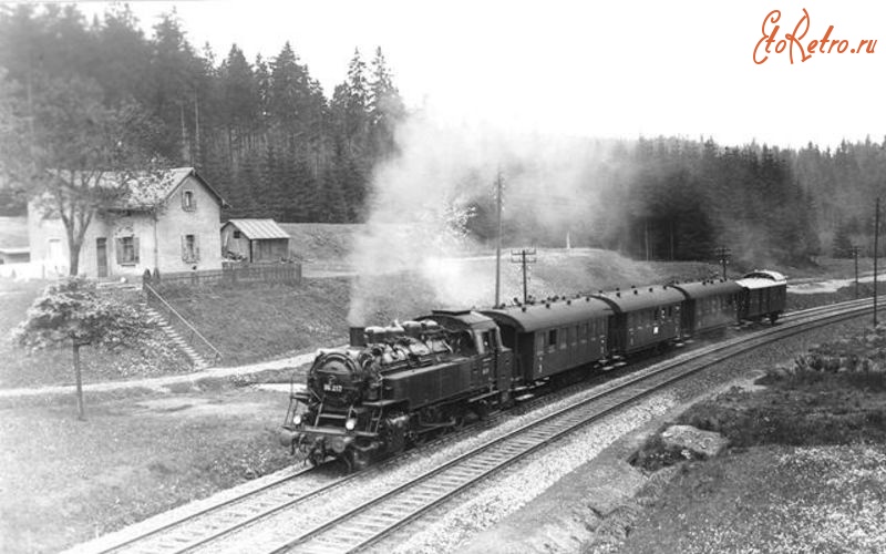 Железная дорога (поезда, паровозы, локомотивы, вагоны) - Танк-паровоз BR86 217 с поездом
