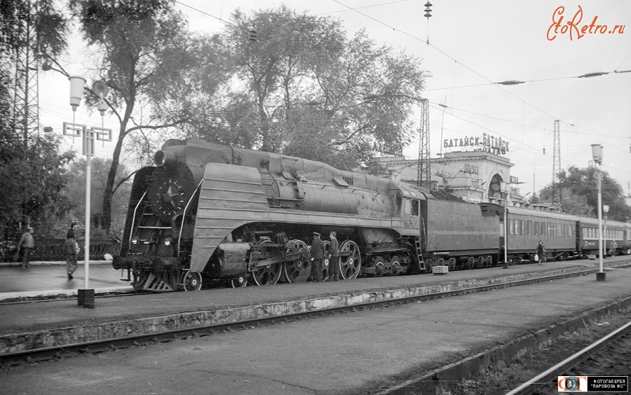 Железная дорога (поезда, паровозы, локомотивы, вагоны) - Паровоз П36-0071 с поездом на ст.Батайск,Ростовская область