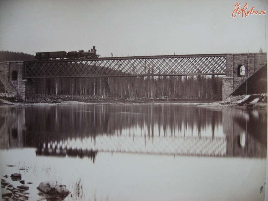 Железная дорога (поезда, паровозы, локомотивы, вагоны) - Поезд на мосту через р.Усьва