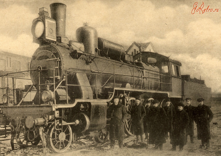 Железная дорога (поезда, паровозы, локомотивы, вагоны) - Паровоз серии Б типа 2-3-0 в депо Таганрог Екатерининской ж.д.