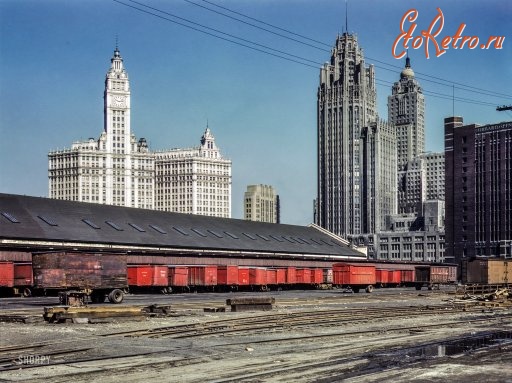 Железная дорога (поезда, паровозы, локомотивы, вагоны) - Товарная станция Чикаго,США