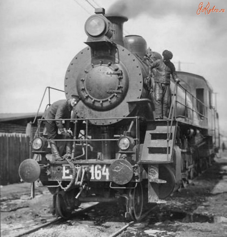 Железная дорога (поезда, паровозы, локомотивы, вагоны) - Паровоз Еф-164 в Харбине,Китайско-Восточная ж.д.