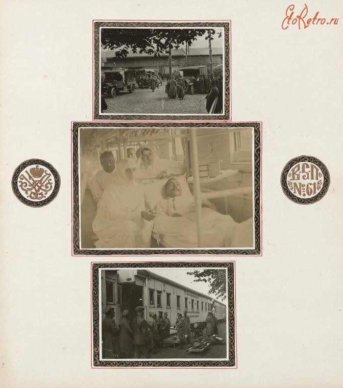 Железная дорога (поезда, паровозы, локомотивы, вагоны) - Интерьер и экстерьер Военно-санитарного  поезда N.61, 1916