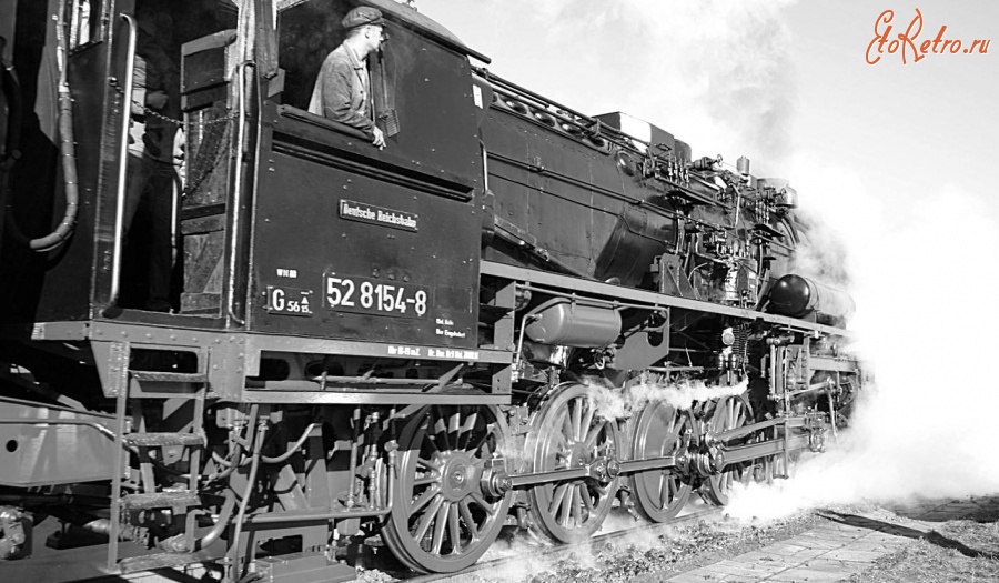 Железная дорога (поезда, паровозы, локомотивы, вагоны) - Паровоз BR52 8154 Германской государственной железной дороги