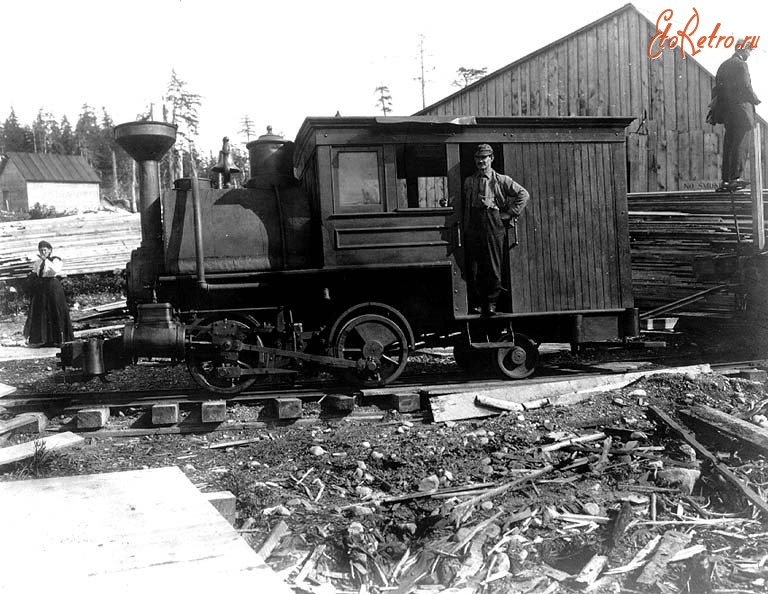 Железная дорога (поезда, паровозы, локомотивы, вагоны) - Узкоколейный танк-паровоз типа 0-2-1 на лесопилке