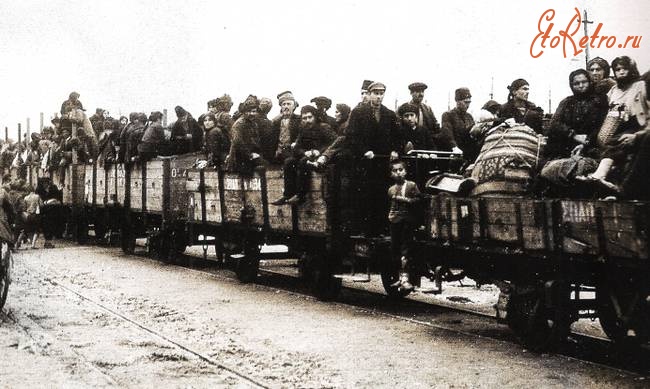 Железная дорога (поезда, паровозы, локомотивы, вагоны) - Поезд с беженцами - этническими греками и православными христианами