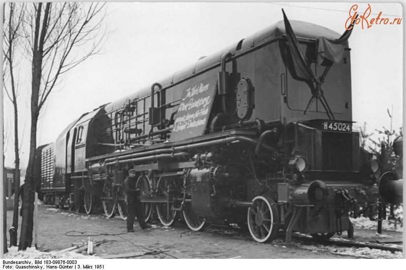 Железная дорога (поезда, паровозы, локомотивы, вагоны) - Модернизированный паровоз BR45 024
