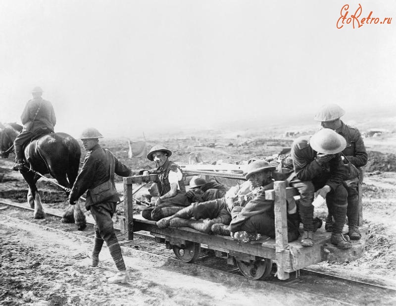 Железная дорога (поезда, паровозы, локомотивы, вагоны) - Эвакуация раненых по канадской конной военно-полевой ж.д.