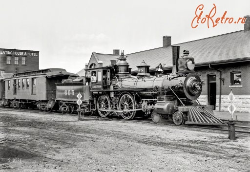 Железная дорога (поезда, паровозы, локомотивы, вагоны) - Паровоз №605 типа 2-2-0 Чикаго и Северо-Западная ж.д.