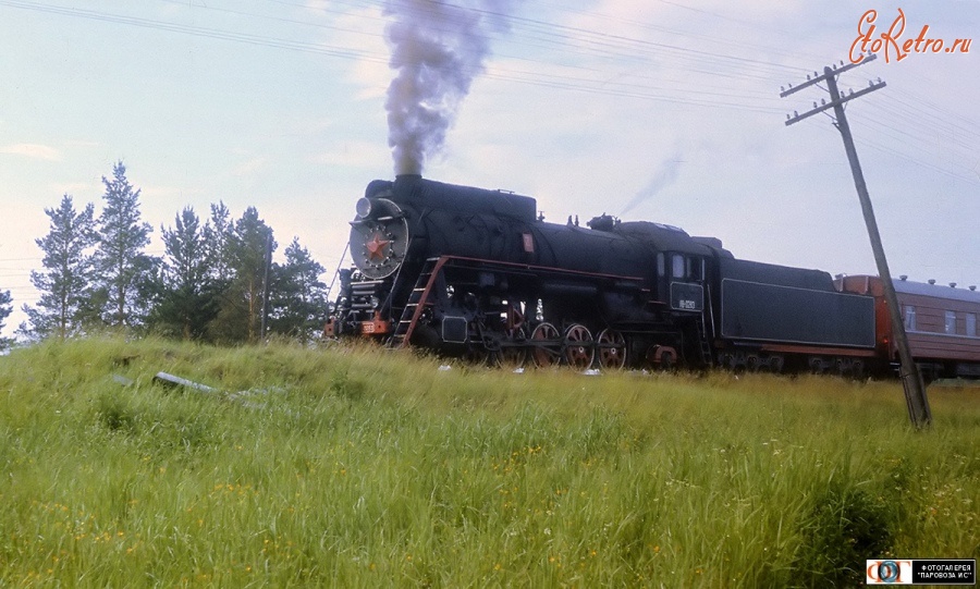 Железная дорога (поезда, паровозы, локомотивы, вагоны) - Паровоз ЛВ-283 на разъезде Ураим,Челябинская область