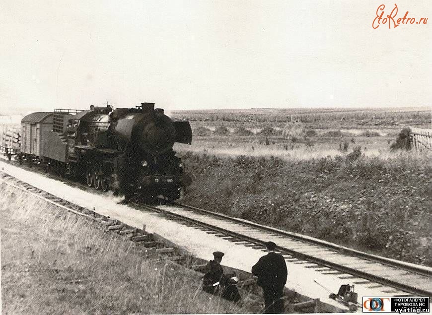 Железная дорога (поезда, паровозы, локомотивы, вагоны) - Паровоз ТЭ-1843 с поездом