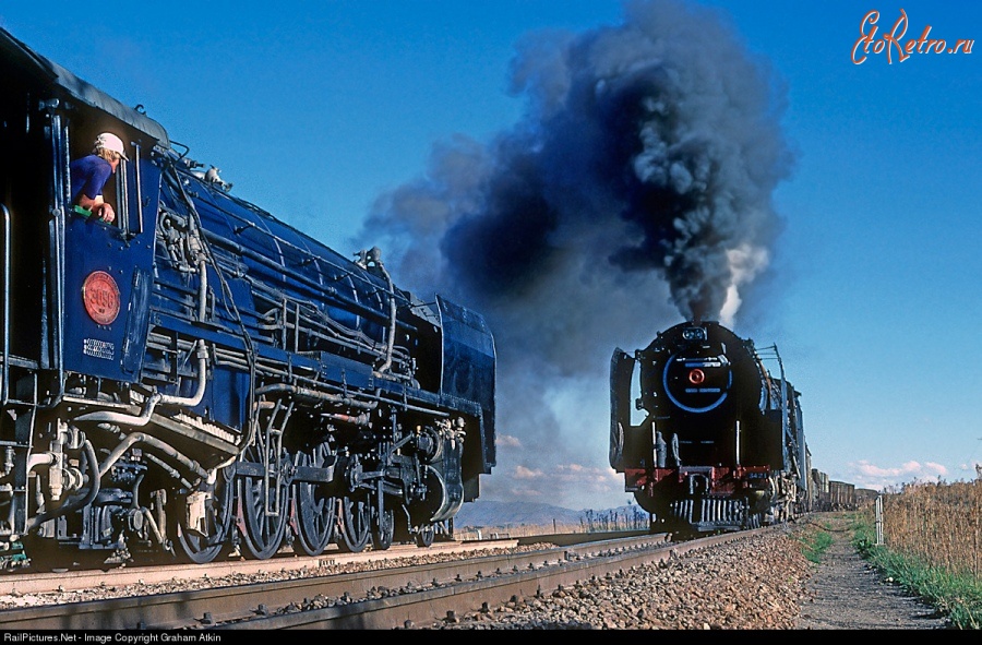 Железная дорога (поезда, паровозы, локомотивы, вагоны) - Паровозы №3056 и №3421 типа 2-4-2 Южноафриканских ж.д.