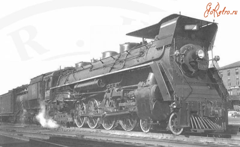 Железная дорога (поезда, паровозы, локомотивы, вагоны) - Канадский паровоз U-2-e №6176 типа 2-4-2 с дефлектором