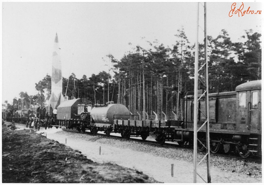 Железная дорога (поезда, паровозы, локомотивы, вагоны) - Немецкая железнодорожная пусковая ракетная установка с Фау-2