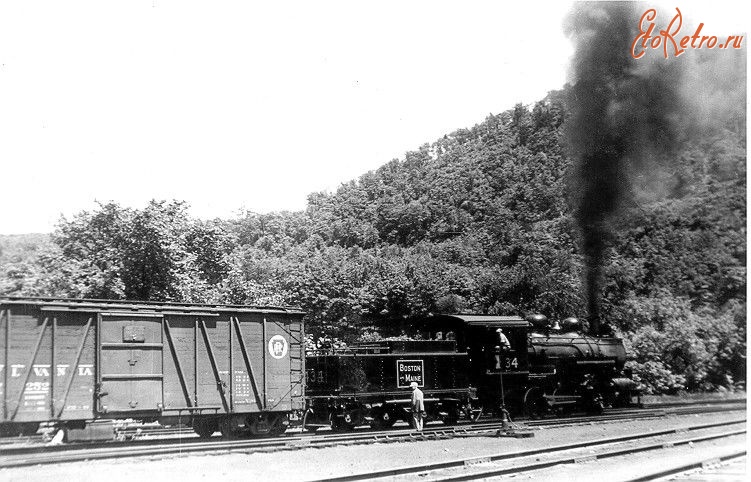 Железная дорога (поезда, паровозы, локомотивы, вагоны) - Паровоз №434 типа 0-3-0 Бостон и Мэн ж.д.с поездом