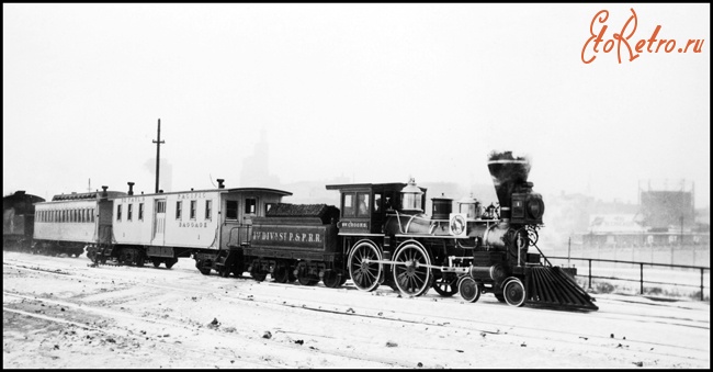 Железная дорога (поезда, паровозы, локомотивы, вагоны) - Паровоз типа 2-2-0 постройки 1862 г.