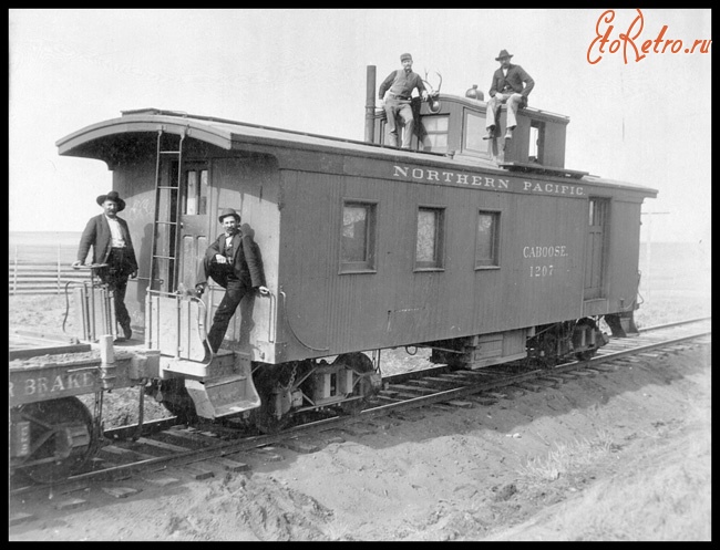 Железная дорога (поезда, паровозы, локомотивы, вагоны) - Служебный вагон #1207 Северной Тихоокеанской ж.д. и его экипаж