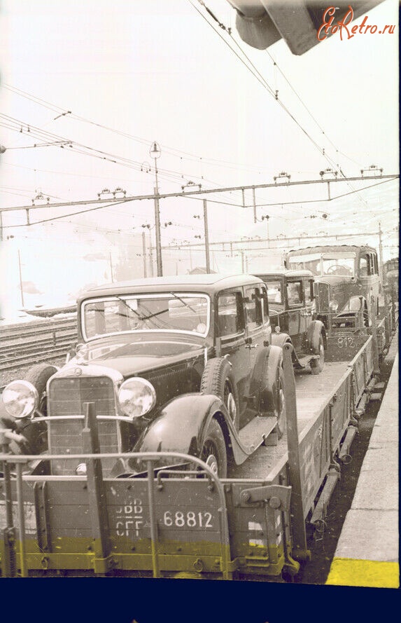 Железная дорога (поезда, паровозы, локомотивы, вагоны) - Поезд для автотуристов на Сен-Готардской ж.д.