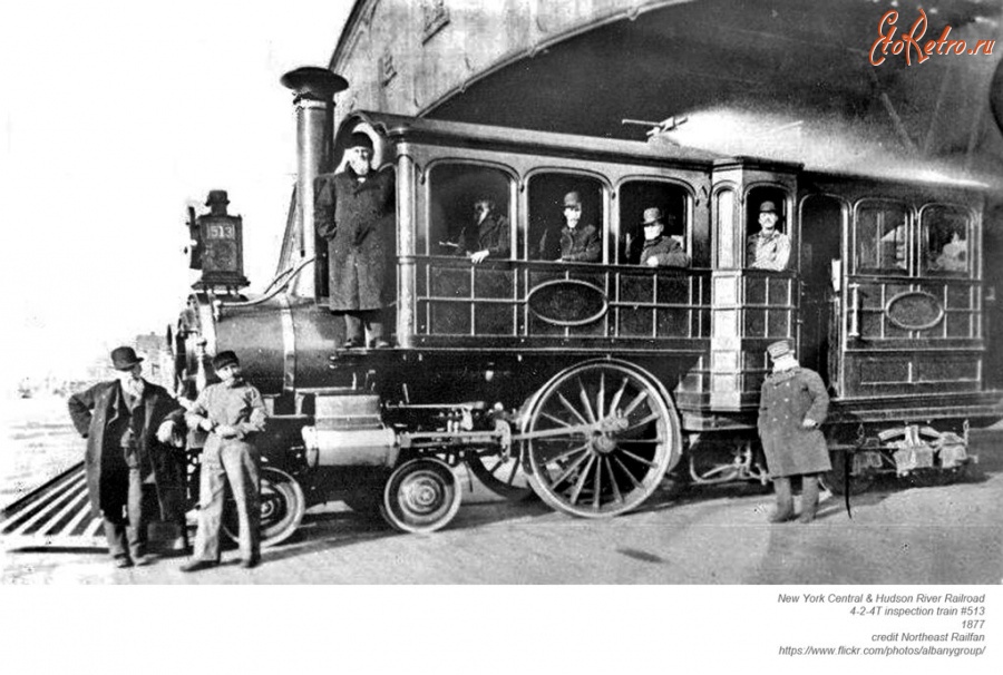 Железная дорога (поезда, паровозы, локомотивы, вагоны) - Паровозо-вагон №513 типа 2-1-2 для инспекционных поездок