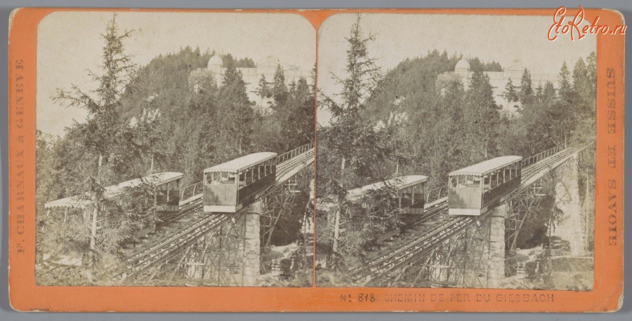 Железная дорога (поезда, паровозы, локомотивы, вагоны) - Зубчатая железная дорога Гиссбахбан и Гранд Отель близ Берна