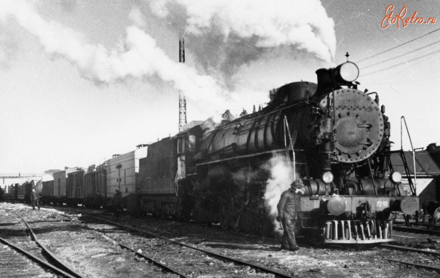 Железная дорога (поезда, паровозы, локомотивы, вагоны) - Паровоз ФД20-98 с поездом на ст.Люблино