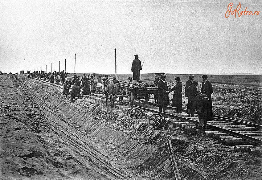 Железная дорога (поезда, паровозы, локомотивы, вагоны) - Строительство Моршанско-Сызранской ж.д.