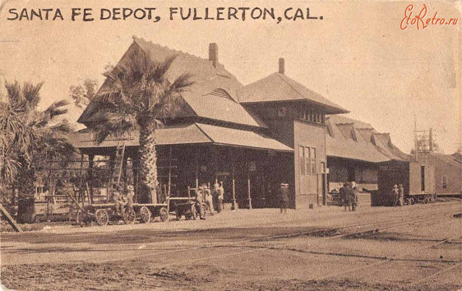 Железная дорога (поезда, паровозы, локомотивы, вагоны) - Железнодорожный вокзал и депо в Санта Фе