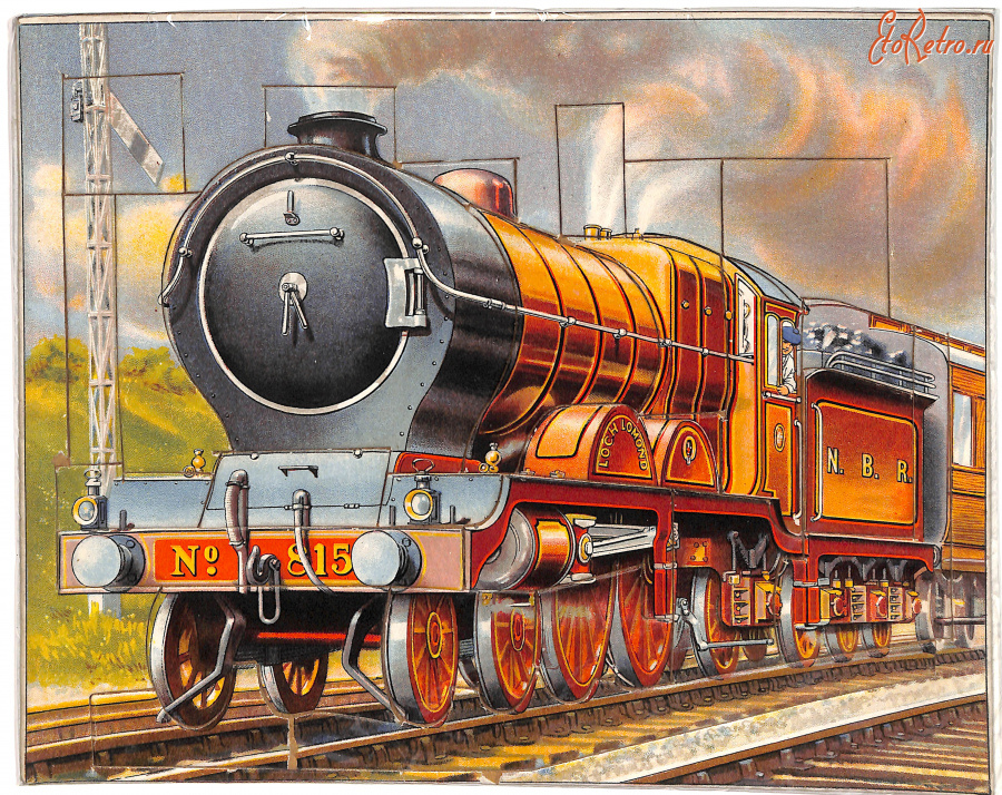 Железная дорога (поезда, паровозы, локомотивы, вагоны) - Скорый поезд с паровозом N.B.R. N.815