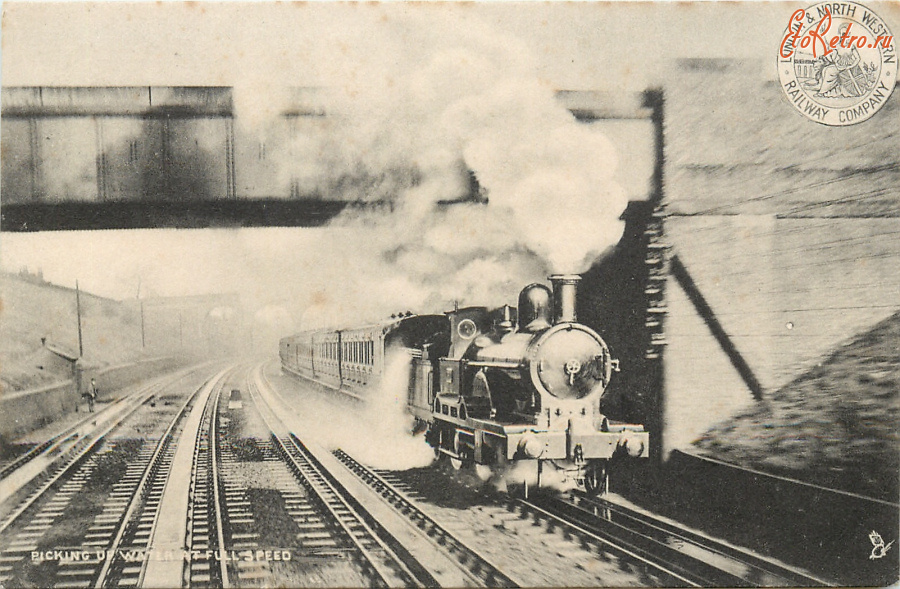 Железная дорога (поезда, паровозы, локомотивы, вагоны) - Забор воды паровозом на полной скорости в Уэстморленде