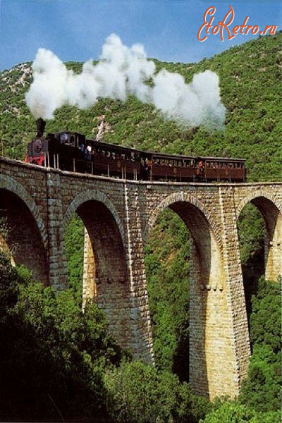 Железная дорога (поезда, паровозы, локомотивы, вагоны) - Поезд на виадуке