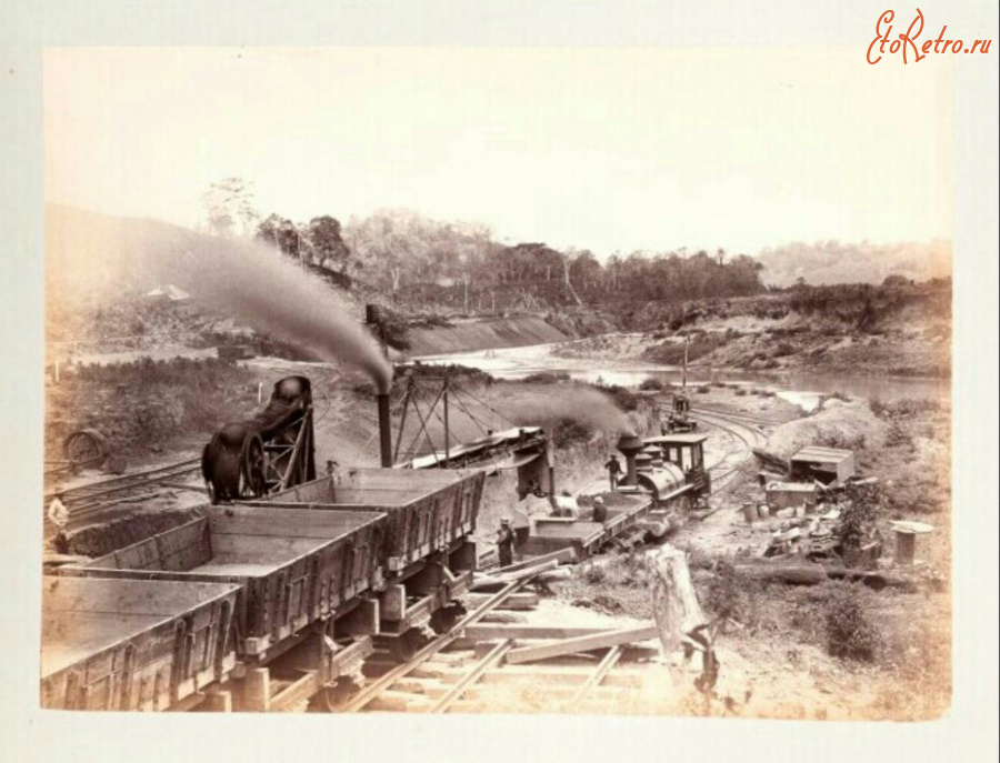 Железная дорога (поезда, паровозы, локомотивы, вагоны) - Железная дорога Панамского канала. Строительство канала