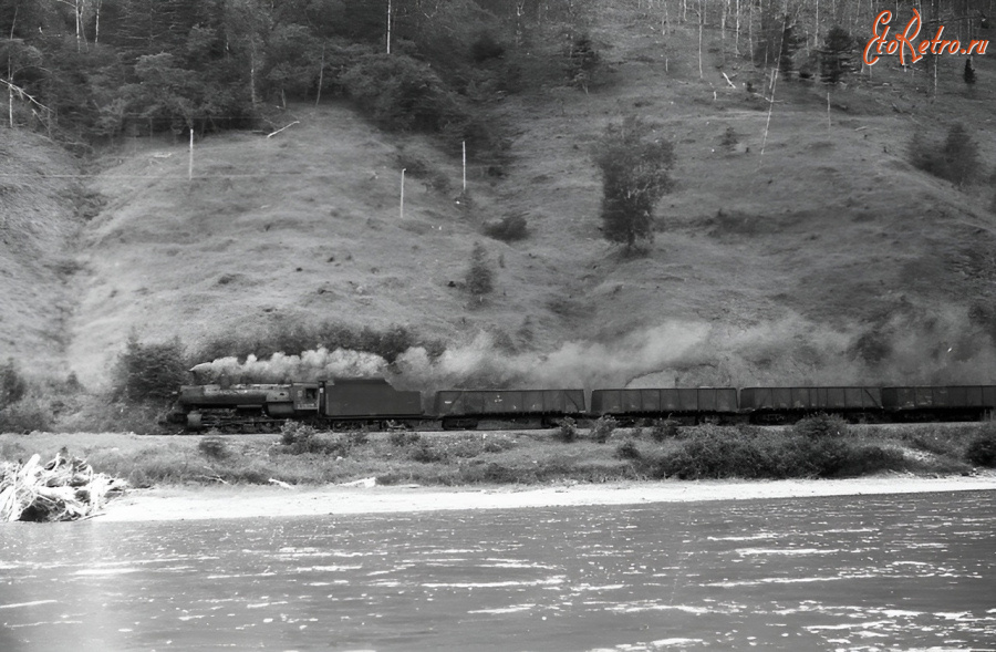 Железная дорога (поезда, паровозы, локомотивы, вагоны) - Паровоз серии Еа с грузовым поездом