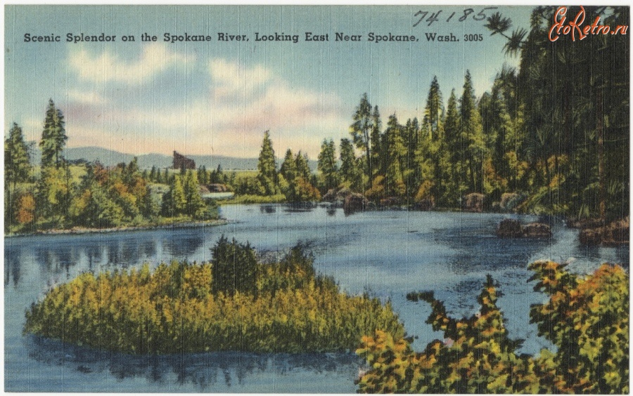 Штат Вашингтон - Живописный вид на реку Спокан, штат Вашингтон