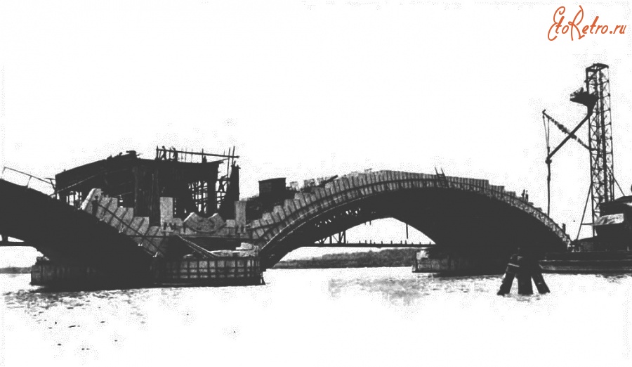 Вашингтон - Arlington Memorial Bridge - pier facing and construction of superstructure США , Вашингтон (округ Колумбия)