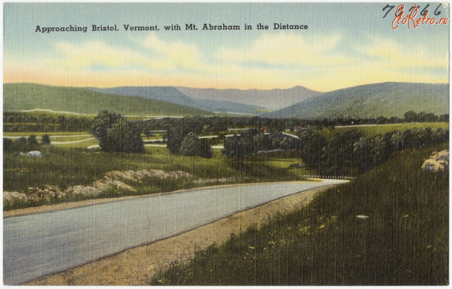 Штат Вермонт - Дорога вблизи Бристоля и гора Авраам на фоне, Вермонт