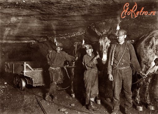 Штат Западная Виргиния - Мальчики- водители мулов в шахте