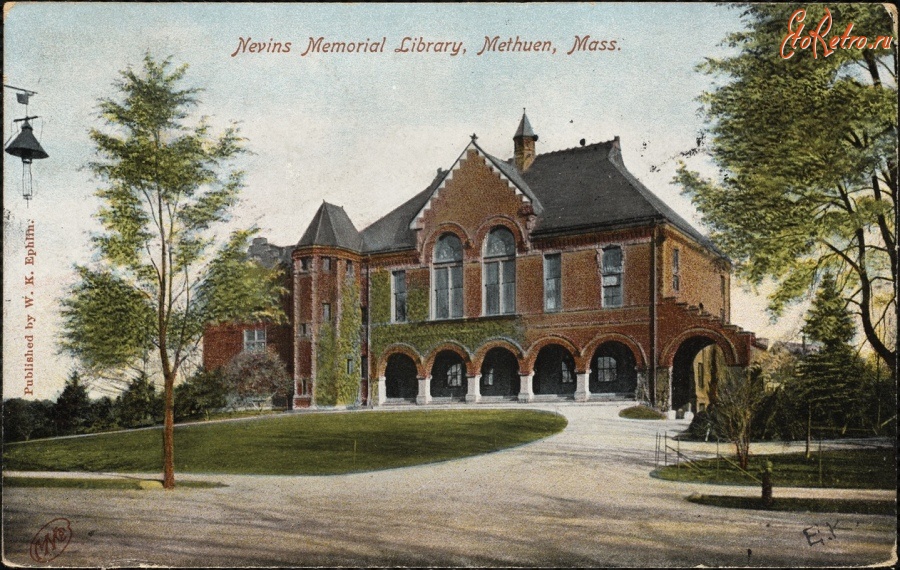 Штат Массачусетс - Метуэн. Мемориальная библиотека Невинс, 1907