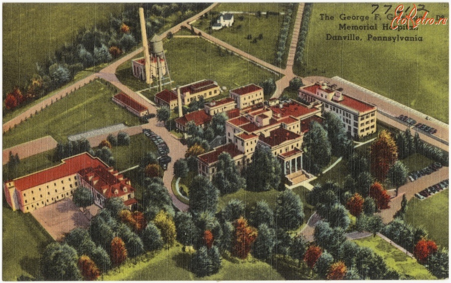 Штат Пенсильвания - Общий вид Мемориальной больницы, Данвилл, Пенсильвания