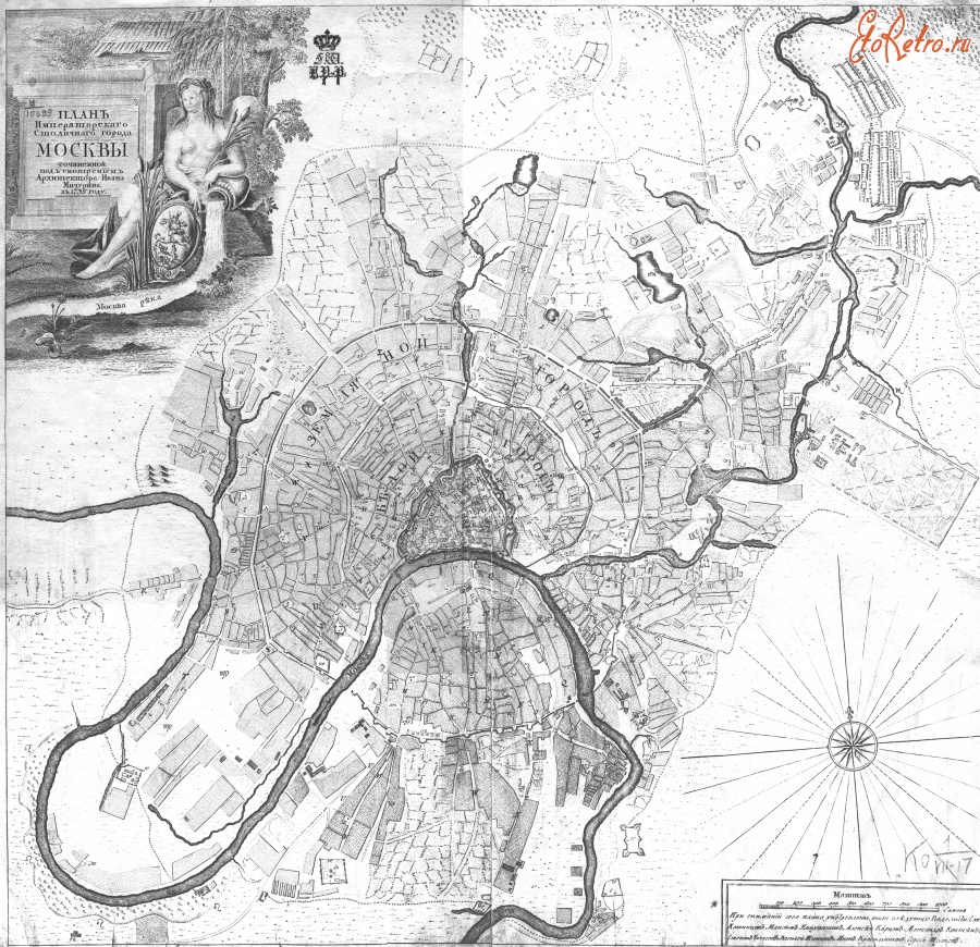 Карты стран, городов - Карта Москвы 1739 год