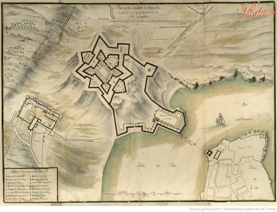 Карты стран, городов - План цитадели Марсель, 1600-1699