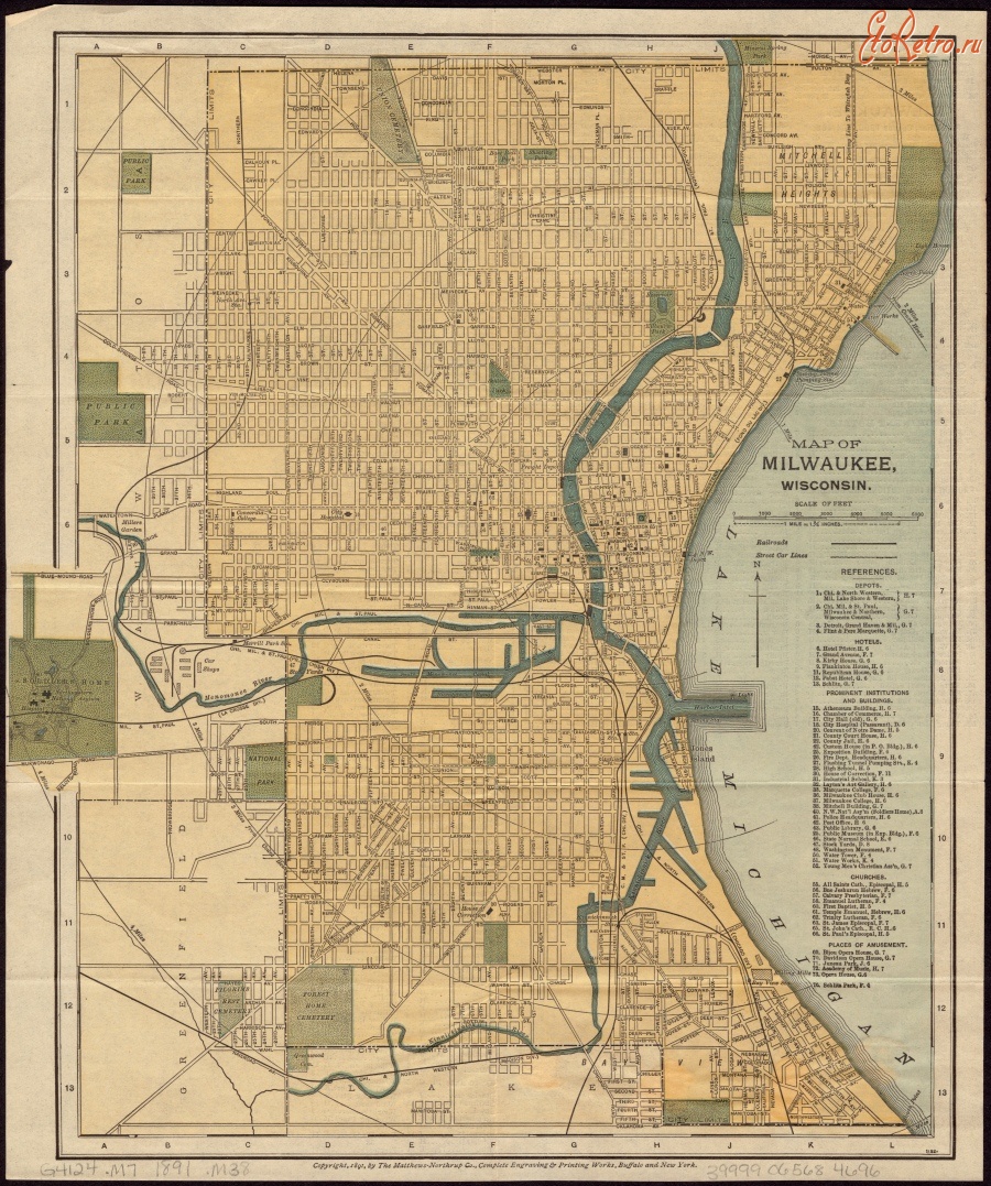Карты стран, городов - Карта Милуоки, Висконсин, 1891