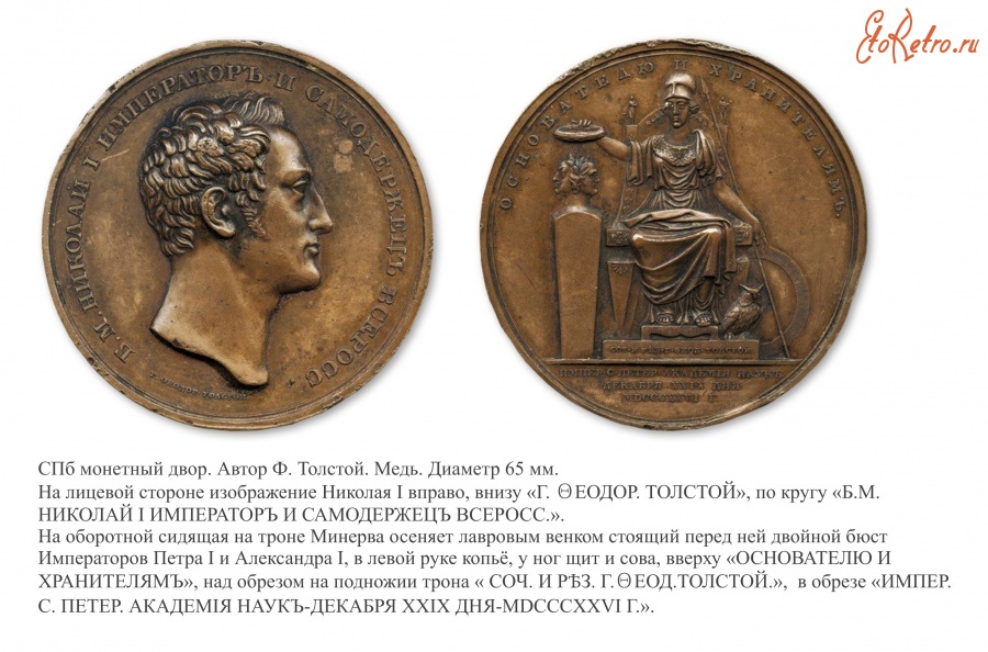 Медали, ордена, значки - Медаль «В память 100-летия Императорской Санкт-Петербургской Академии наук» (1826 год)