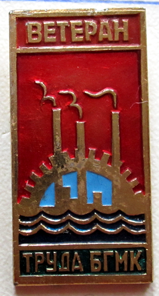 Медали, ордена, значки - Ветеран труда БГМК Знак